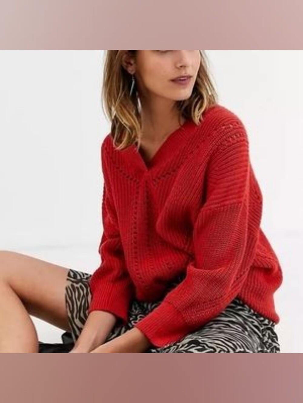 Charlotte Russe Women's Size Large V-Neck Sweater Y2K Fall Autumn